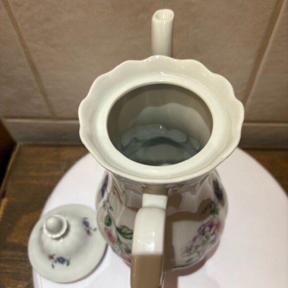 Vintage Walbrzych Tea Coffee Pot Server Garlandia Poland Porcelain Shabby 9.5" - Picture 5 of 6